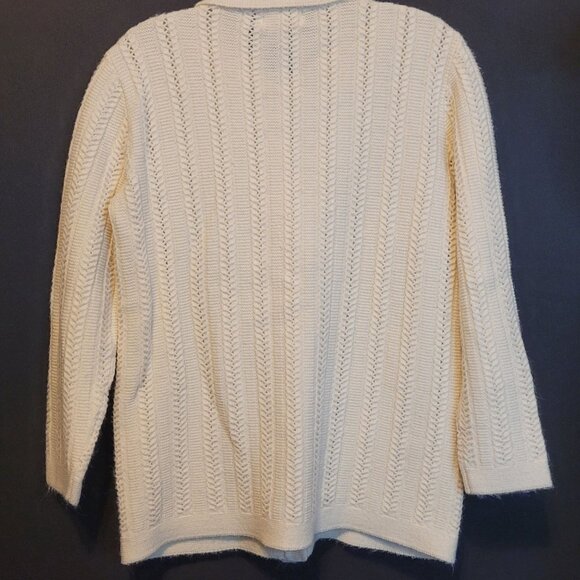 Vintage Cardigan Sweater Cuddle Knit 1970s Retro Cream Off White Size Sm Med - Picture 8 of 9